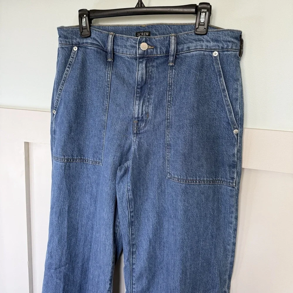 J. Crew Camp Pocket Wide Leg Jean Women Sz 29 Tall Classic Medium Wash Preppy